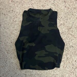 All in Motion Black and Green Camouflage Muscle Tee